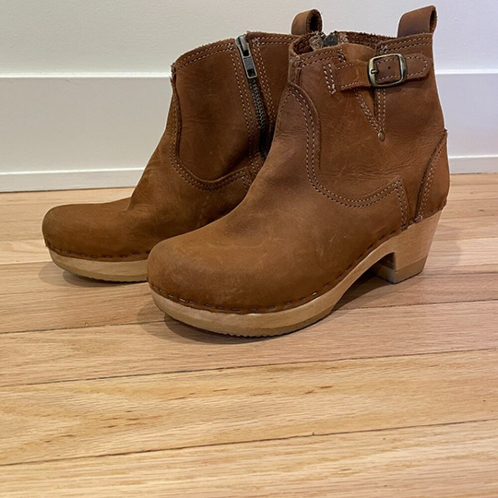 No. 6 Nubuck leather Clog Boot Mid Heel